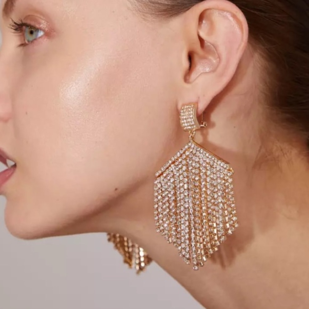 Rhinestone Tassel Earrings